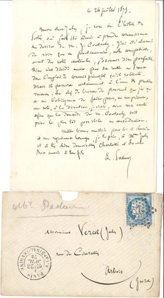 null Louis PASTEUR LAS, [Paris] 24 juillet 1873, à Jules Vercel à Arbois ; 1 page...