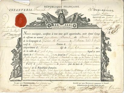 null Révolution 25 PS, 1792-1804
 Congés de réforme, certificats de service militaire,...
