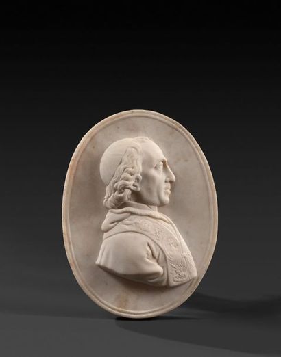 null Relief en marbre blanc sculpté représentant le pape Pie VII (1742-1823) de profil...