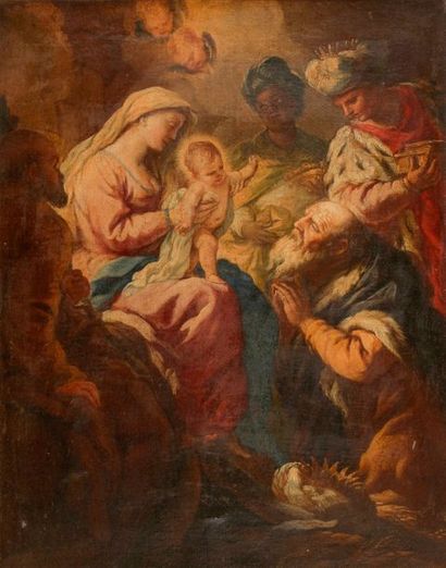 null École NAPOLITAINE du XVIIIe siècle,
suiveur de Francesco SOLIMENA
L’Adoration...