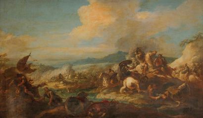 null Joseph PARROCEL 
(Brignoles 1646 - Paris 1704)
Choc de cavalerie 
Sur sa toile...