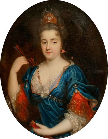 null École FRANCAISE vers 1680,
entourage d’ Henri GASCARD
Portrait de dame en Diane...
