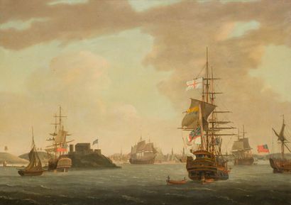 null École HOLLANDAISE du XVIIIe siècle
Le Navire Chatham
Toile
100 x 71 cm
Restaurations...