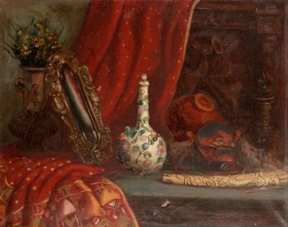 null École FRANCAISE du XIXe siècle 
Nature morte 
Sur sa toile d’origine 
73 x 92...