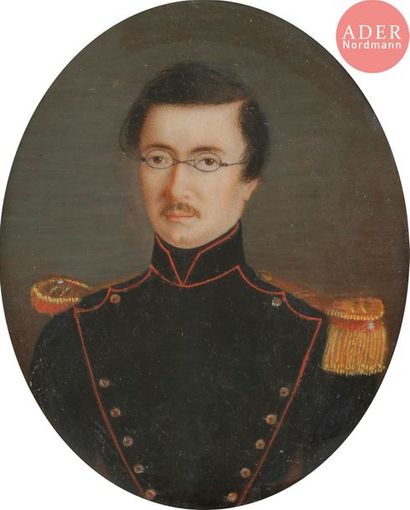 null ÉCOLE FRANÇAISE DU MILIEU DU XIXe SIÈCLE
Portrait d’un lieutenant d’artillerie,...