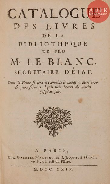 null [LE BLANC (Claude) - VERRUE (Jeanne Baptiste d’Albert de Luynes, comtesse de)].
Catalogue...