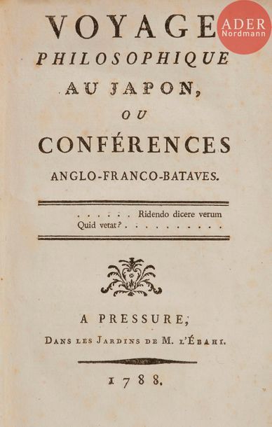 null [JAPON].
Voyage philosophique au Japon, ou conférences anglo-franco-bataves.
Pressure :...