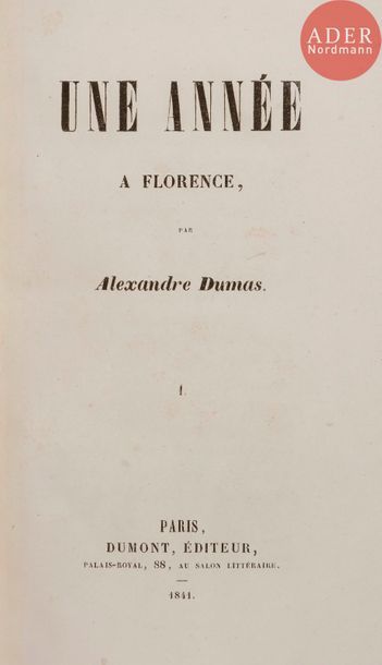 null DUMAS (Alexandre).
Une année à Florence.
Paris : Dumont, 1841. — 2 volumes in-8,...