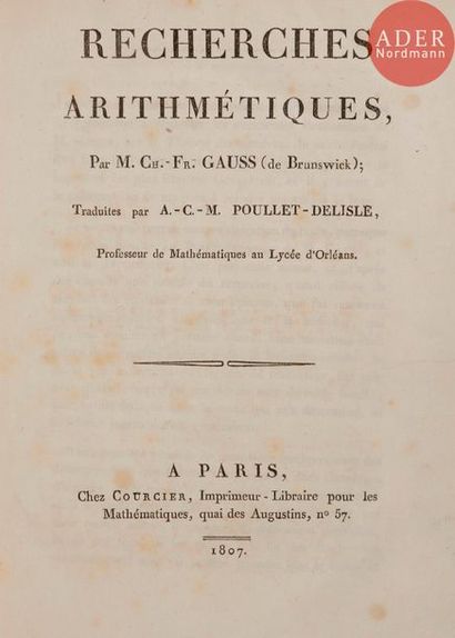 null GAUSS (Carl Friedrich).
Recherches arithmétiques.
Paris : Courcier, 1807. —...