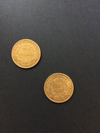 null 2 pièces de 40 Francs en or. - 1 pièce Type Napoléon 1er non Lauré. An 13 -...