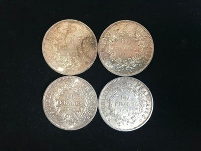 null 4 pièces de 10 Francs en argent. Type Hercule (1970 (3) et 1966).

Frais acheteur...
