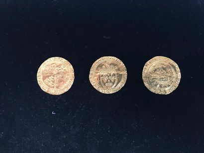 null Lot de 3 pièces en or - Ecus d’or : - Louis XII écu d’or aux porcs-épics - François...