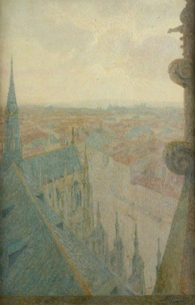 Auguste-Michel COLLE (1872-1949) Vue sur Nancy, 1907.Huile sur toile..Signée et datée...