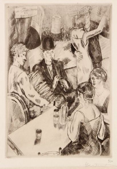 Louis-Robert Antral (1895-1939) Scène de bar. Vers 1930. Eau-forte. 162 x 232. Belle...