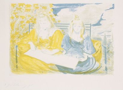 Jacques-Émile Blanche (1861-1942) Madeleine et Yvonne Lemoine. 1895. Lithographie...