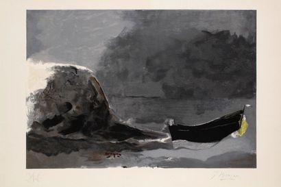 Georges Braque (1882-1963) (d'après) Marine noire. Vers 1950. Lithographie. 725 x...
