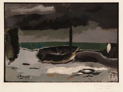 Georges Braque (1882-1963) (d’après) [Barque à sec]. Procédé Spitzer. 350 x 245....