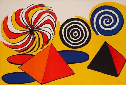 Alexander Calder (1898-1976) [Deux pyramides, trois arcs-de-cercle et trois spirales]....