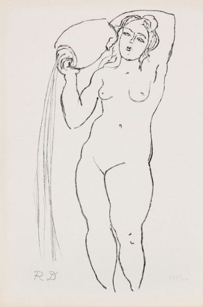 Raoul Dufy (1877-1953) Illustration pour La Source des jours de Gaston Massat. 1948....