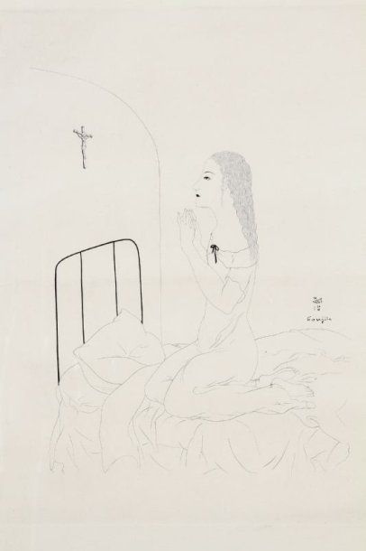 Léonard-Tsuguharu Foujita (1886-1968) La Prière. 1924. Eau-forte. 308 x 365. B. 24.85....