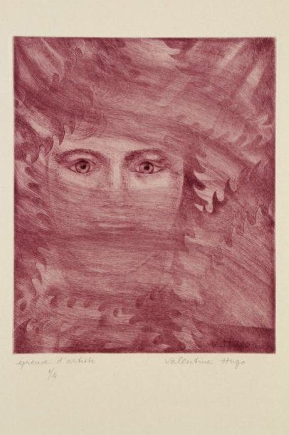 Valentine Hugo (1887-1968) [Les Yeux de Rimbaud]. Vers 1950. Eau-forte et roulette....