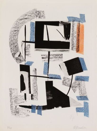 Robert Jacobsen (1912-1993) [Composition abstraite]. Eau-forte, aquatinte et vernis...