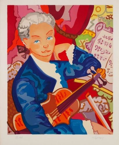 Charles Lapicque (1898-1988) Le Jeune violoniste. 1966. Lithographie. [560 x 760]....
