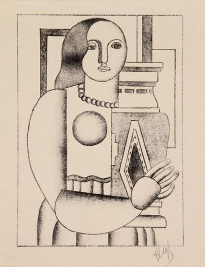 Fernand Léger (1881-1955) Femme tenant un vase. 1928. Autographie. 171 x 241. Saphire...