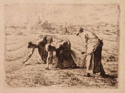 Jean-François Millet (1814-1875) Les Glaneuses. 1855. Eau-forte. 252 x 192. Delteil...