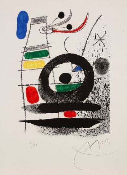 Joan Miro (1893-1983) Planche pour Le Chien de coeur, texte de René Char, GLM éditeur,...