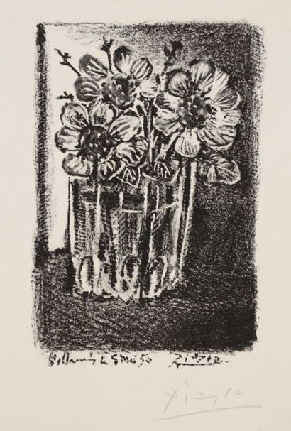 Pablo Picasso (1881-1973) Fleurs dans un vase. 1950. Lithographie. 160 x 245. Bl....