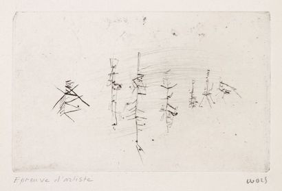 Otto Wols (1913-1951) [Composition]. Pointe sèche. 141 x 88. Très belle épreuve sur...