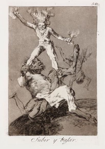 Francisco de Goya y Lucientes (1746-1828) Subir y trajar (Caprichos, pl. 56). Eau-forte...