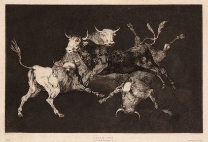 Francisco de Goya y Lucientes (1746-1828) Lluvia de toros. 1816-1824. Eau-forte,...