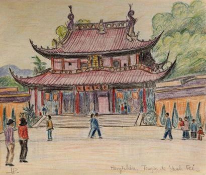 H. Picard (XXe s.) [Chine] Carnet de 42 dessins réalisés lors d'un voyage en Chine,...