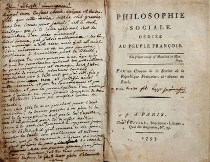 [FREY Junius et Emmanuel] Philosophie sociale dédiée au peuple françois. Paris, Froullé,...