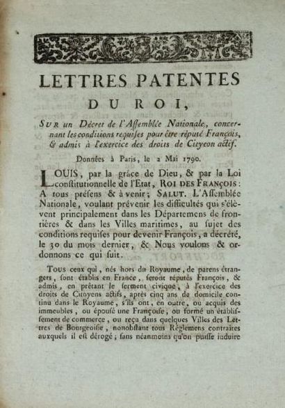 [RÉVOLUTION] - Lettres patentes du Roi, Sur...