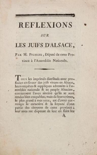 null [RÉVOLUTION] - PFLIEGER M. - Réflexions sur les Juifs d'Alsace. S.l. (Paris),...