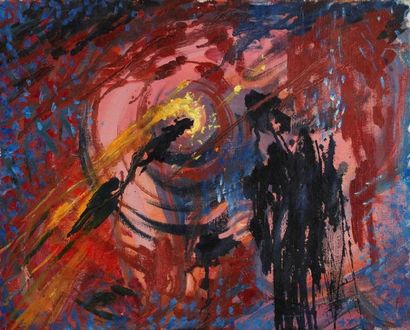 Paul MANTES (1921-2004) Composition abstraite. Huile sur toile. 33 x 41 cm 