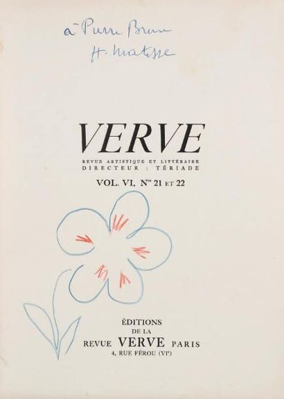 HENRI MATISSE VERVE. Volume VI, n° 21-22. Paris, 1948. In-folio, (36) ff. dont le...