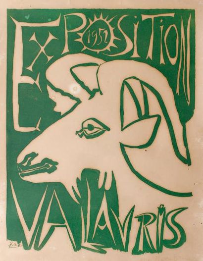 PABLO PICASSO (1881-1973) Affiche pour l'exposition « Vallauris », 1952 Deux linogravures...