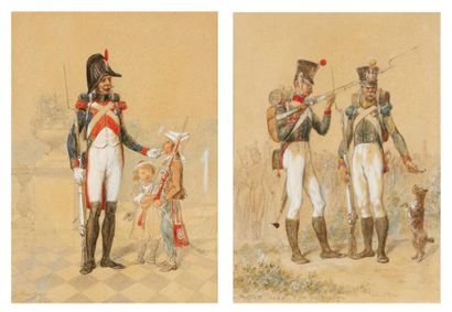 RAFFET Auguste (1804-1860) «Le vétéran de la Garde Impériale» «Tirailleur Grenadier...