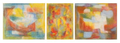 Guitou KNOOP (1905-1985) 3 Compositions abstraites, vers 1959 Pastels. Deux signés...