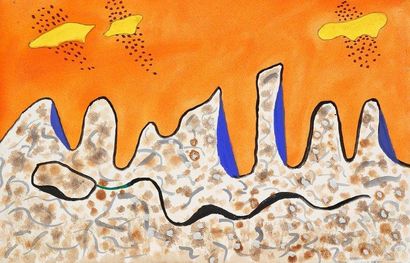 Jean PIAUBERT (1900-2002) Paysage désertique Aquarelle et gouache sur papier. Signée...
