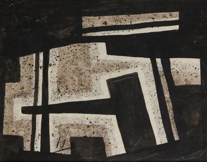 Jean SIGNOVERT (1919-1981) Composition abstraite Encre. Signée en bas vers le milieu....