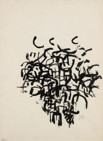 Jacques GERMAIN (1915-2001) Composition abstraite, 1962 Encre de chine. Signée du...