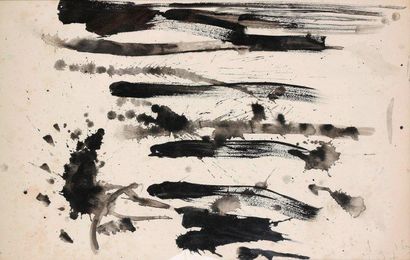 Jean PONS (1913-2005) Composition abstraite, 1957 Encre. Signé et daté en bas à droite....