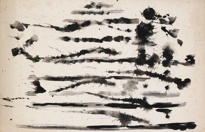 Jean PONS (1913-2005) Composition abstraite, vers 1957. Encre. Non signé. 48 x 74,5...