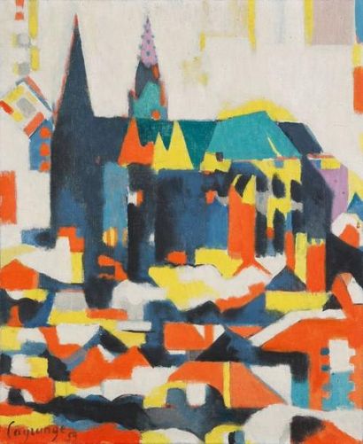 Jacques LAGRANGE (1917-1995) Chartres, 1959 Huile sur toile. Signée et datée en bas...