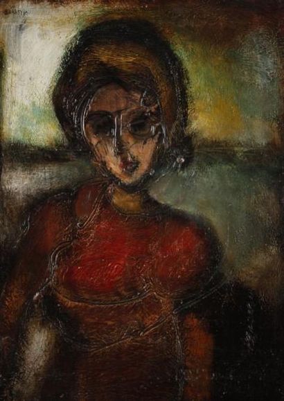 Sioma BARAM (1919-1980) Portrait de jeune fille, 1962 Huile sur toile. Signée en...